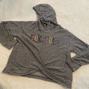 CONVERSE gray hooded long sleeve top